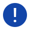 Blue icon of a exclamation point in a circle.