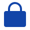 Blue icon of a lock.