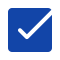 Blue icon of a checkmark box.